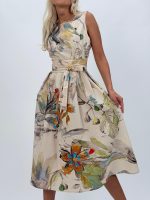 Rochie midi din bumbac imprimat - imagine 4