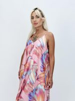 Rochie lungă din satin imprimat - imagine 4