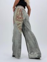 Jeans | Blug wide leg cu imprimeu cravată - imagine 6