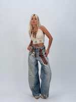 Jeans | Blug wide leg imprimat cravată - imagine 2