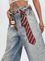 Jeans | Blug wide leg imprimat cravată - imagine 5