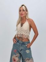 Top croșetat cu franjuri - imagine 5