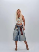 Jeans | Blug wide leg 3/4 imprimat - imagine 2
