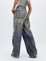 Jeans | Blug wide leg imprimat rupturi - imagine 6