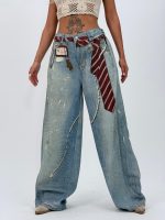 Jeans | Blug wide leg cu imprimeu cravată - imagine 4
