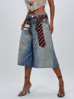 Jeans | Blug wide leg 3/4 imprimat - imagine 4