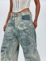 Jeans | Blug wide leg imprimat nisipiu - imagine 8