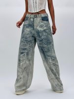 Jeans | Blug wide leg imprimat nisipiu - imagine 4