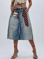 Jeans | Blug wide leg 3/4 imprimat - imagine 3