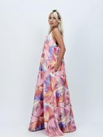 Rochie lungă din satin imprimat - imagine 2