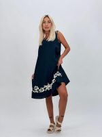 Rochie midi din in cu broderie florală - imagine 11