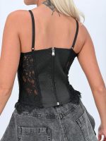 Top corset din dantelă cu fermoar la spate - imagine 7
