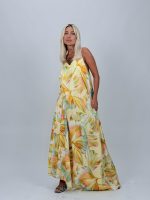 Rochie lungă din satin imprimat - imagine 8
