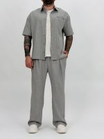 Pantalon cu pense și dungi - imagine 5
