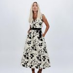 Rochie midi din bumbac cu imprimeu floral și buzunare