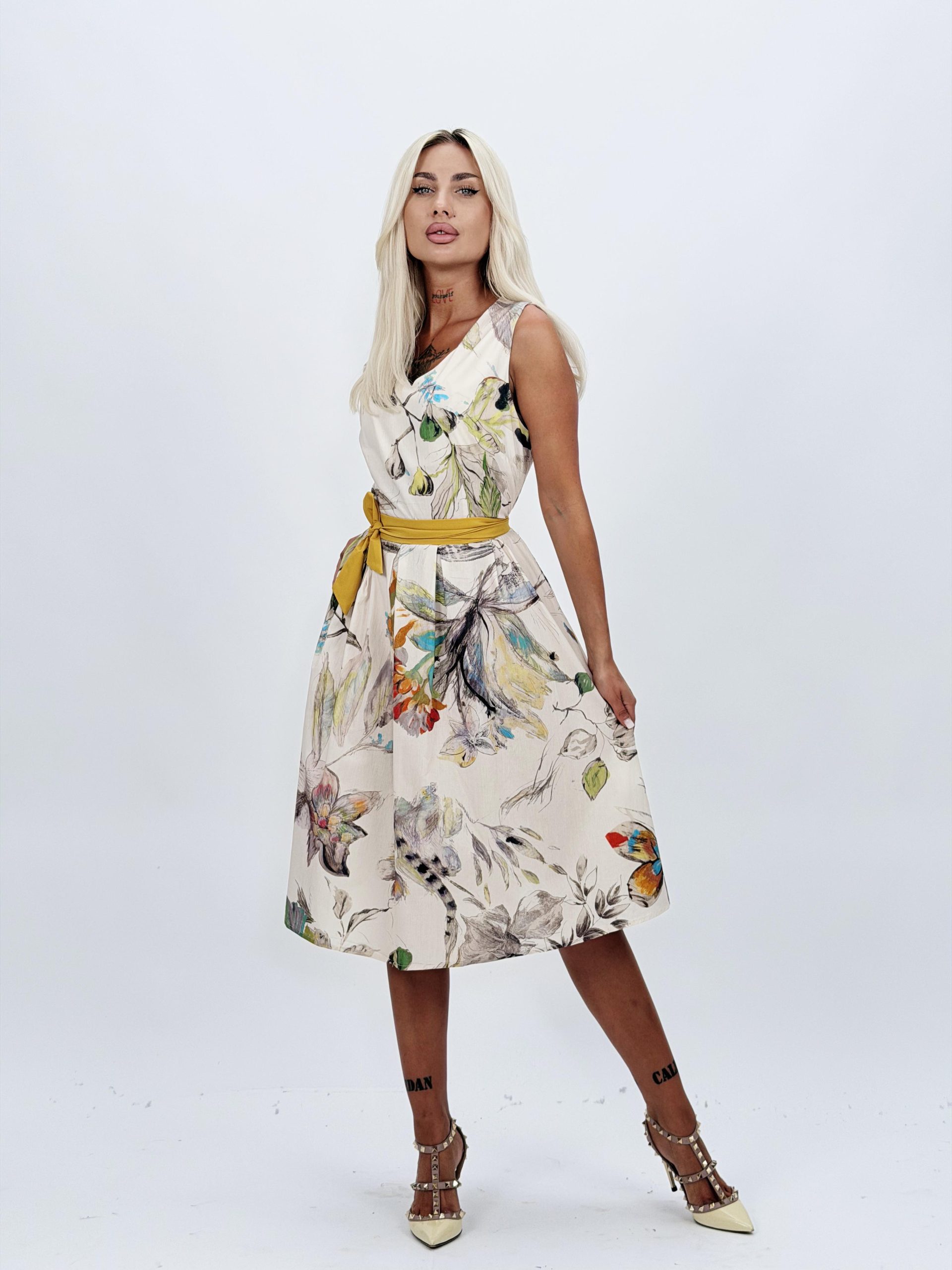 94dd4cb8-2172-42f6-9afb-c0d2fbf37d2c Rochie midi din bumbac cu imprimeu floral - imagine 1