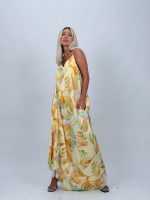 Rochie lungă din satin imprimat - imagine 9