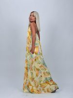 Rochie lungă din satin imprimat - imagine 11
