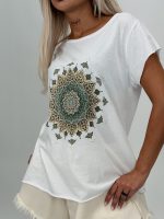 Tricou din bumbac cu imprimeu și strasuri - imagine 2