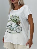 Tricou din bumbac cu imprimeu bicicletă și ștrasuri - imagine 2