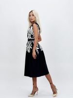 Rochie midi bleumarin cu imprimeu floral - imagine 4