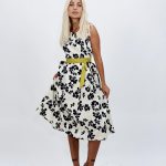 Rochie midi din bumbac cu imprimeu