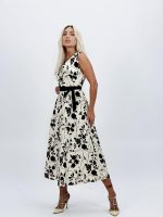 Rochie midi din bumbac cu imprimeu floral și buzunare - imagine 2