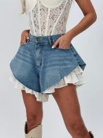 Jeans | Blug scurt cu dublură volane - imagine 13