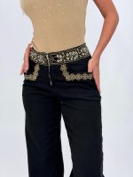 Jeans | Blug wide leg cu broderie - imagine 14