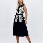 Rochie midi bleumarin cu imprimeu floral