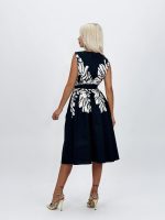 Rochie midi bleumarin cu imprimeu floral - imagine 6