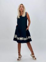 Rochie midi din in cu broderie florală - imagine 9