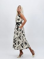 Rochie midi din bumbac cu imprimeu floral și buzunare - imagine 4