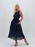Rochie midi cu buline și cordon în talie - imagine 11