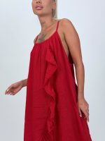 Rochie din in cu bretele - imagine 9