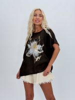 Bluză din in cu imprimeu floare - imagine 9