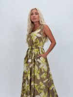 Rochie midi cu imprimeu floral și elastic în talie - imagine 7