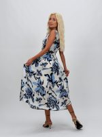 Rochie midi cu imprimeu floral și elastic în talie - imagine 4