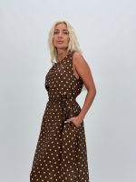 Rochie midi cu buline și cordon în talie - imagine 8
