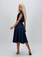Rochie midi cu broderie și cordon în talie - imagine 8