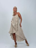 Rochie din in cu bretele - imagine 3