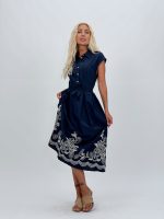 Rochie midi cu broderie și cordon în talie - imagine 7