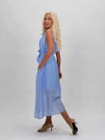 Rochie midi cu buline și cordon în talie - imagine 4