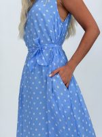 Rochie midi cu buline și cordon în talie - imagine 5