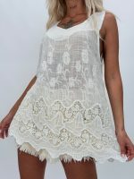 Top din bumbac cu broderie - imagine 3