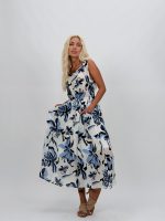 Rochie midi cu imprimeu floral și elastic în talie - imagine 2