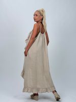 Rochie din in cu bretele - imagine 5