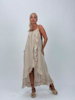 Rochie din in cu bretele - imagine 2