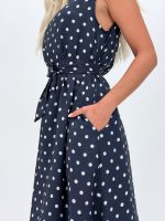 Rochie midi cu buline și cordon în talie - imagine 14