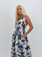 Rochie midi cu imprimeu floral și elastic în talie - imagine 3